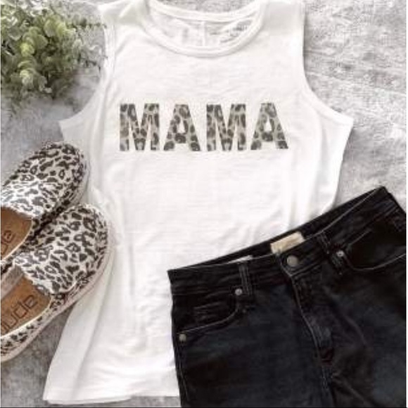 Grayson Threads Tops - GRAYSON THREADS 'Mama' Graphic Tank Top - White Leopard Print Size XL New